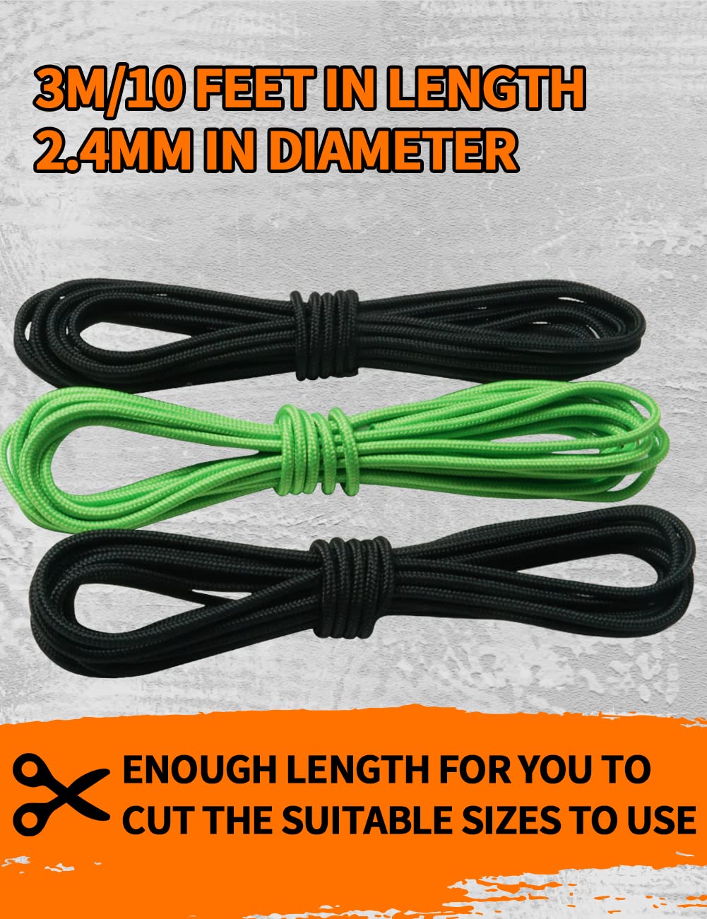 THREE ARCHERS Archery D Loop Rope for Compound Bow D Ring Buckle Release Nocking Loop Material（Pack 3） Bowstring Serving Thread D Loop Buckle (Black+Green)