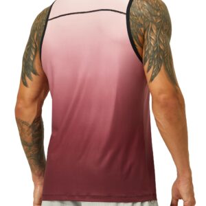 EZRUN Men's Quick Dry Workout Tank Top Swim Beach Shirts for Gym Athletic Running Muscle Sleeveless Shirts(PinkGradient,XL)