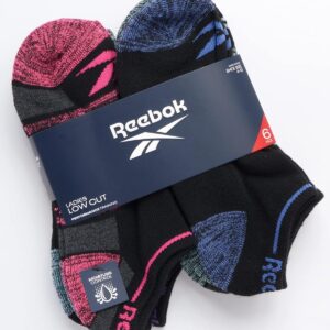 Reebok Women's Low Cut Socks - 6 Pack Soft Cushioned Athletic No Show Socks - Breathable Sports Socks for Women (Size: 4-10), Size 4-10, Stripe Pink/Black