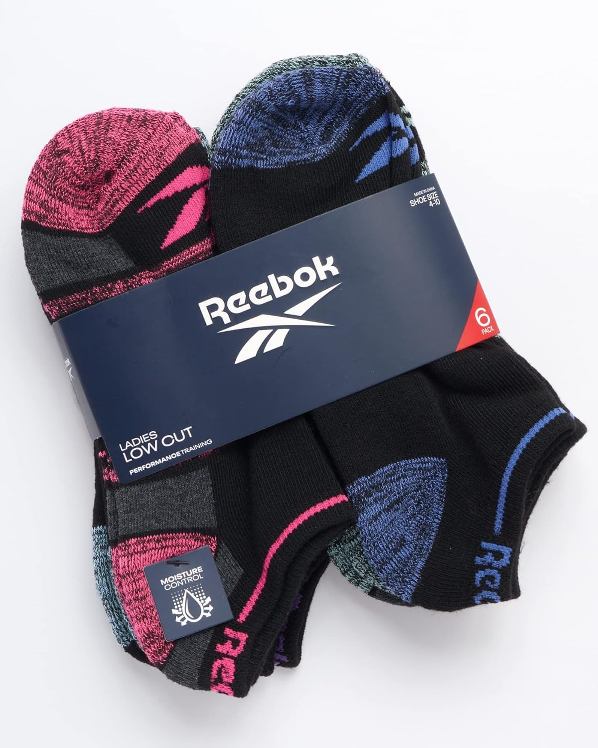 Reebok Women's Low Cut Socks - 6 Pack Soft Cushioned Athletic No Show Socks - Breathable Sports Socks for Women (Size: 4-10), Size 4-10, Stripe Pink/Black