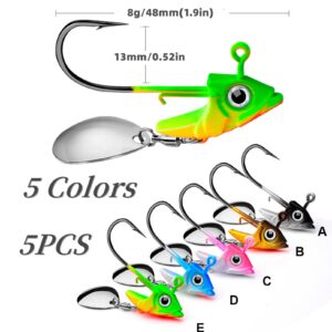 DAMIDEL 30Pcs/Box Jig Heads Swimbait Fishing Hooks add Classic Lures Baits kit, 3D Eyes/Spinner Blades, 25 Pcs Bodies- 5 Pcs Jigs Heads