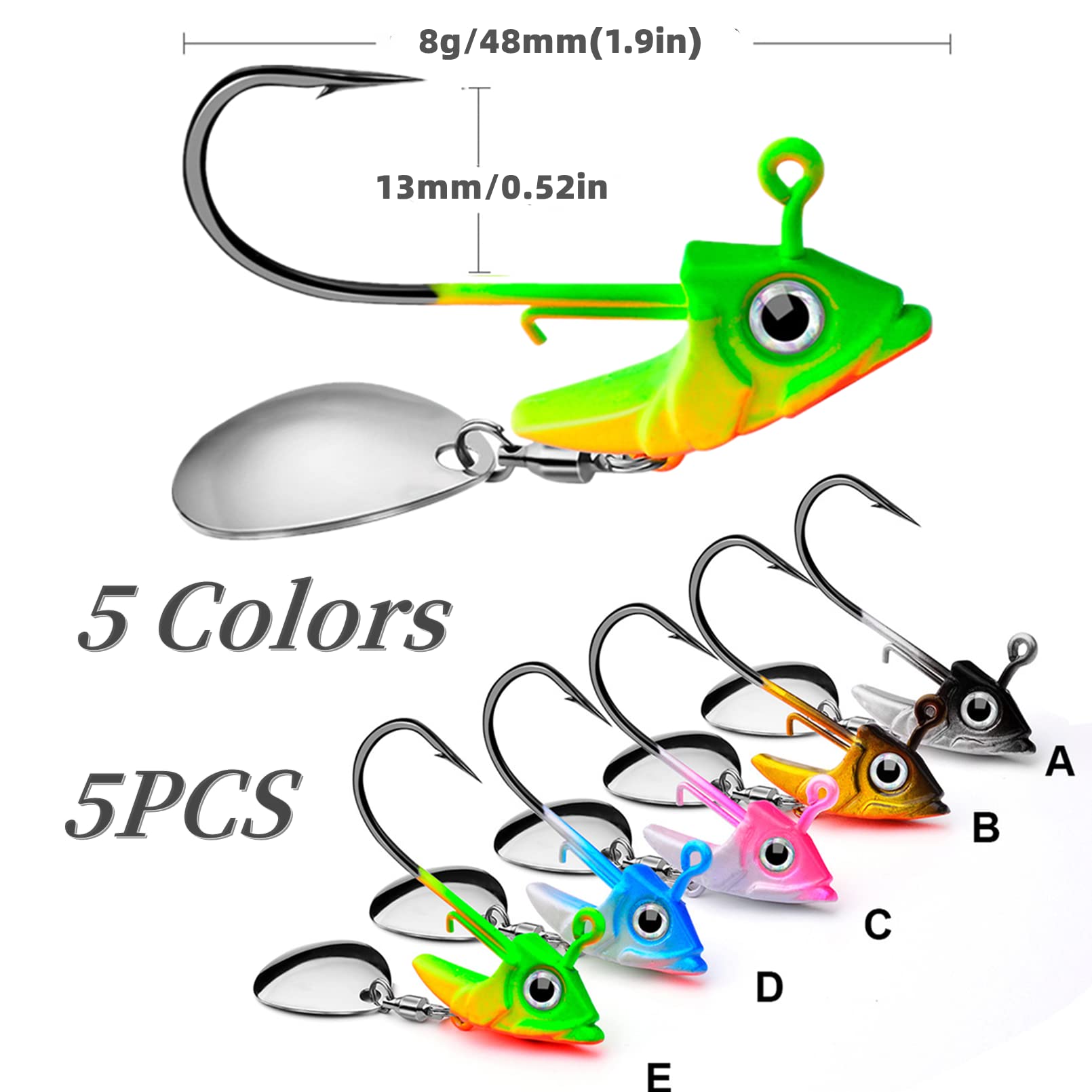 DAMIDEL 30Pcs/Box Jig Heads Swimbait Fishing Hooks add Classic Lures Baits kit, 3D Eyes/Spinner Blades, 25 Pcs Bodies- 5 Pcs Jigs Heads