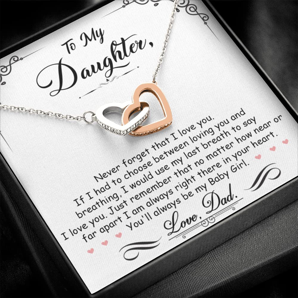 FG Family Gift Mall Birthday Gifts For Daughter Necklace, Father Daughter Gifts From Mom, Gifts For Daughter From Dad, Daughter Necklaces From Mom, Stainless Steel, Cubic Zirconia