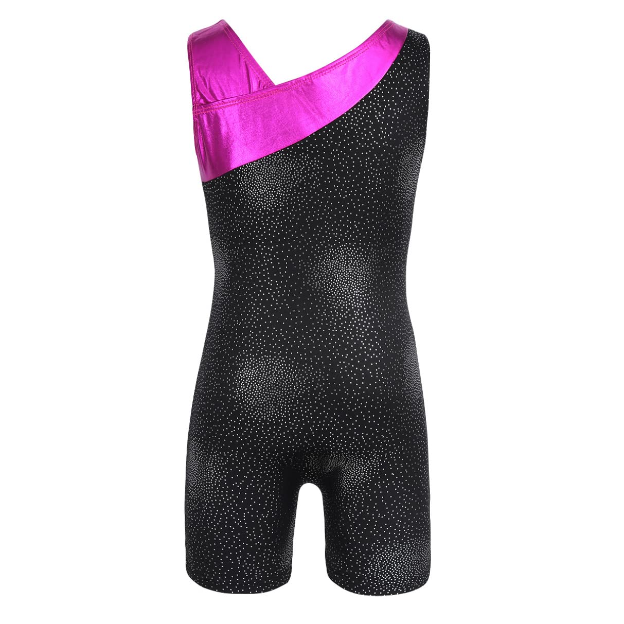 Manyakai Kids Girls Ballet Dance Gymnastics Leotard with Shorts Unitard Sports Biketard Bodysuit Black 14-16 Years