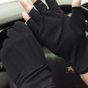 Summer Driving Gloves Cycling Half Finger Mittens for Men Women Sun Protection Gloves Touch Screen Quick Dry Outdoor Mitts, Black, One Size