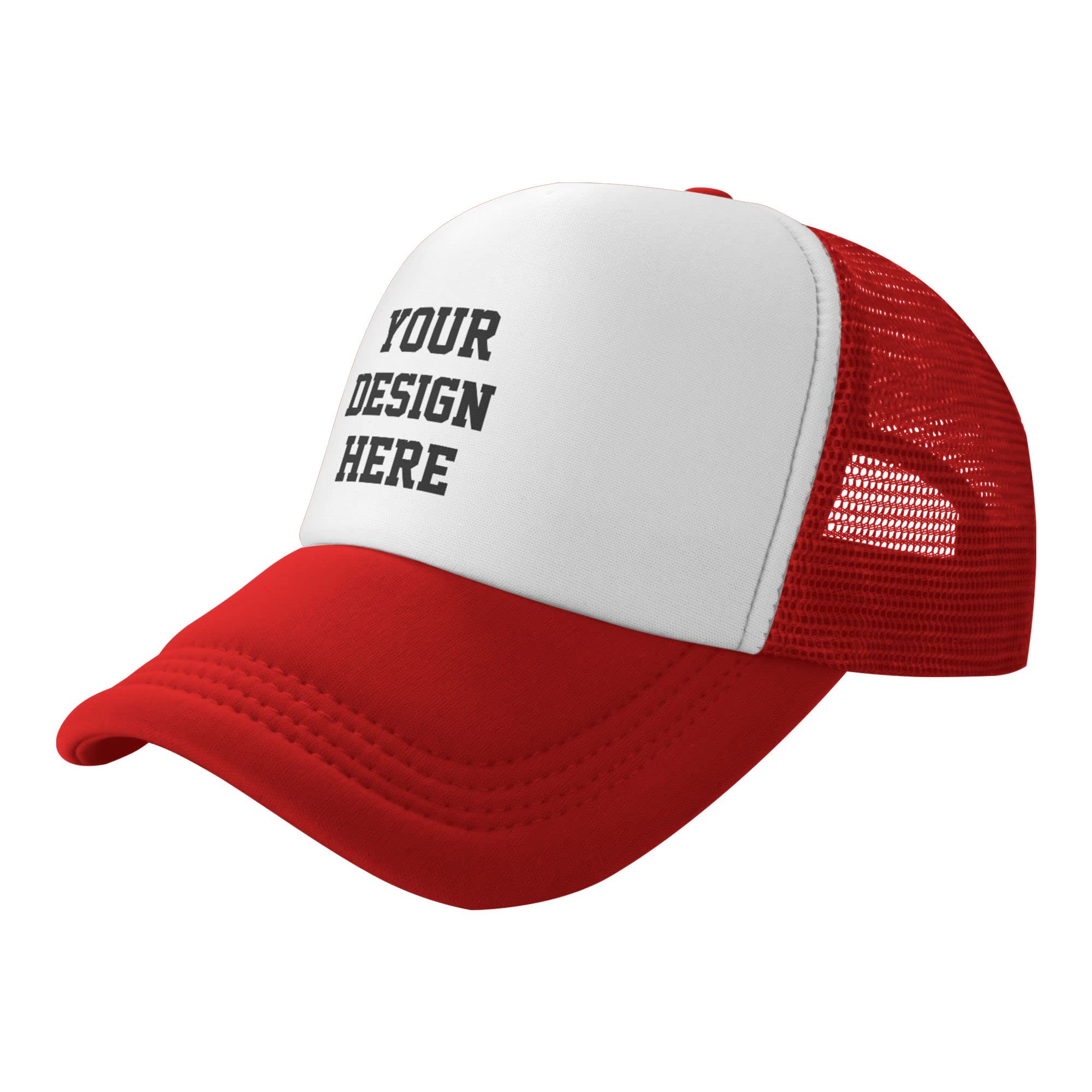 Custom Trucker Hats Personalized Mesh Trucker Hat Personalized Baseball Cap with Your Text/Photo/LOGO for Men & Women Red