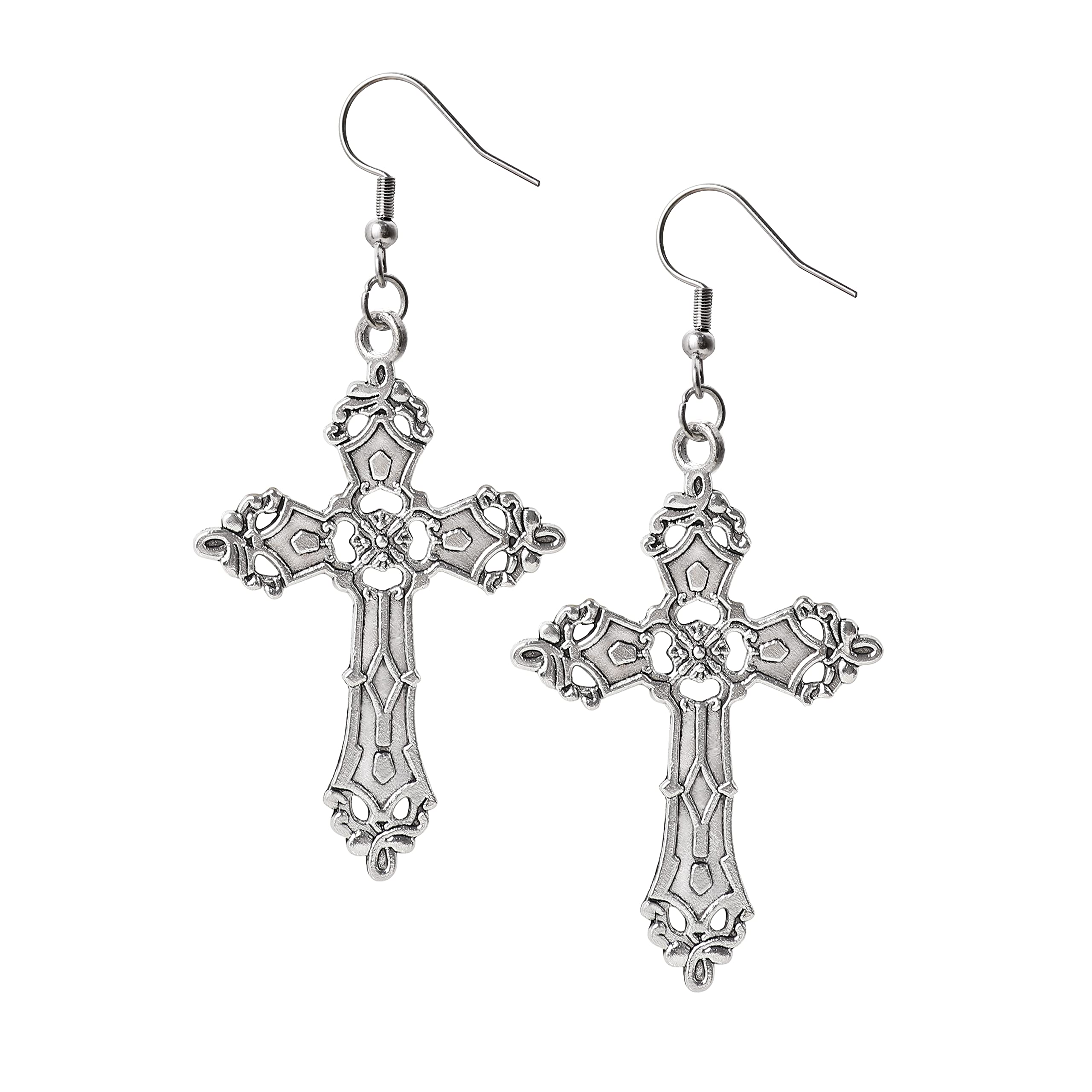 Sacina Gothic Cross Earrings, Zinc Alloy Cross Dangle Earrings, Goth Jewelry Gift for Women