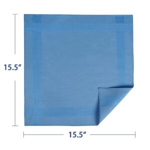 Zenssia Men's Blue Pure Cotton Handkerchiefs with Hem, Pack of 12 Pieces Hankies