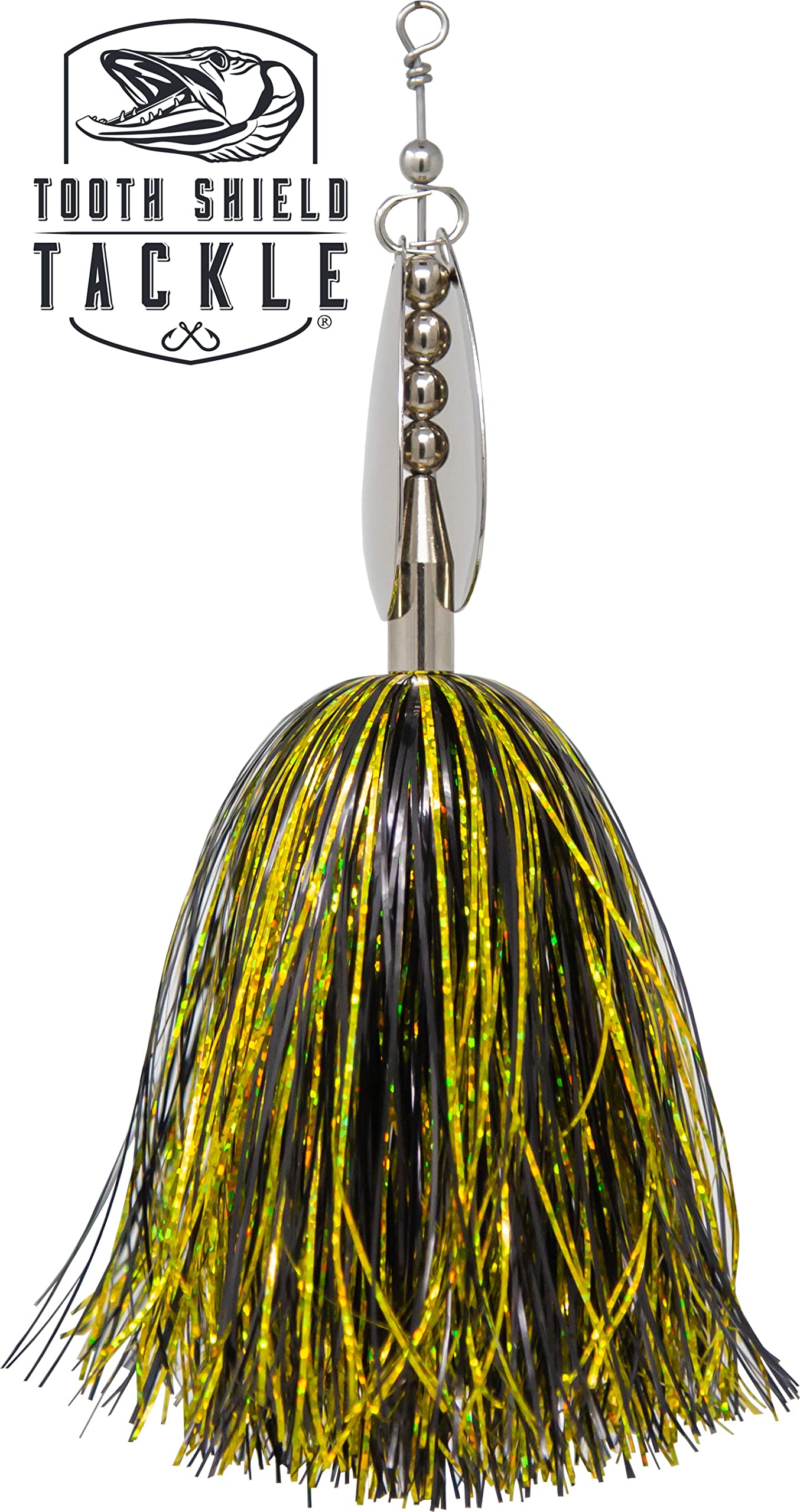 Tooth Shield Tackle The 308 Musky Bucktail Muskie Pike Double 8 Inline Spinner Musky Lures Baits Tackle (Jailbird)