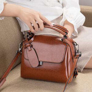 FOXLOVER Small Leather Crossbody Bags for Women Lady Shoulder Bag Top Handle Mini Handbag and Purse