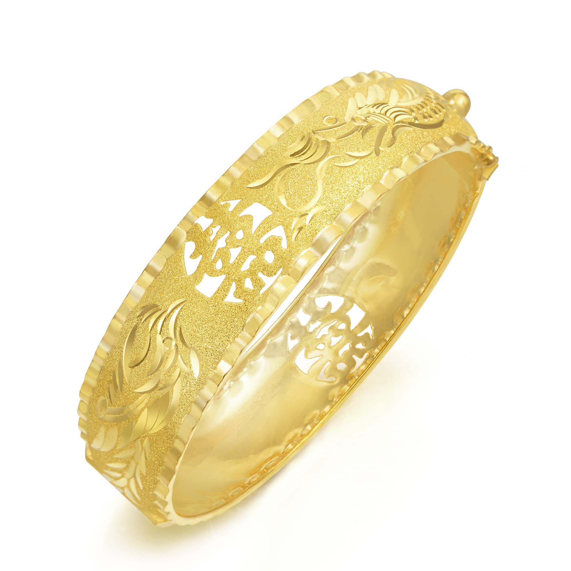 CHOW SANG SANG 999.9 24K Solid Gold Price-by-Weight 18.56g Gold Dragon & Phoenix Bangle for Women and Wedding Occasion 84936K | Size: 7