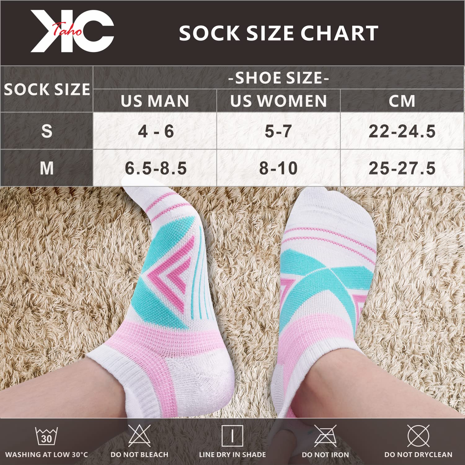 KC-TAHO Compression Ankle Socks For Women (4 Pairs) Cushioned Arch Support Athletic Socks for Running, Golf & Sports