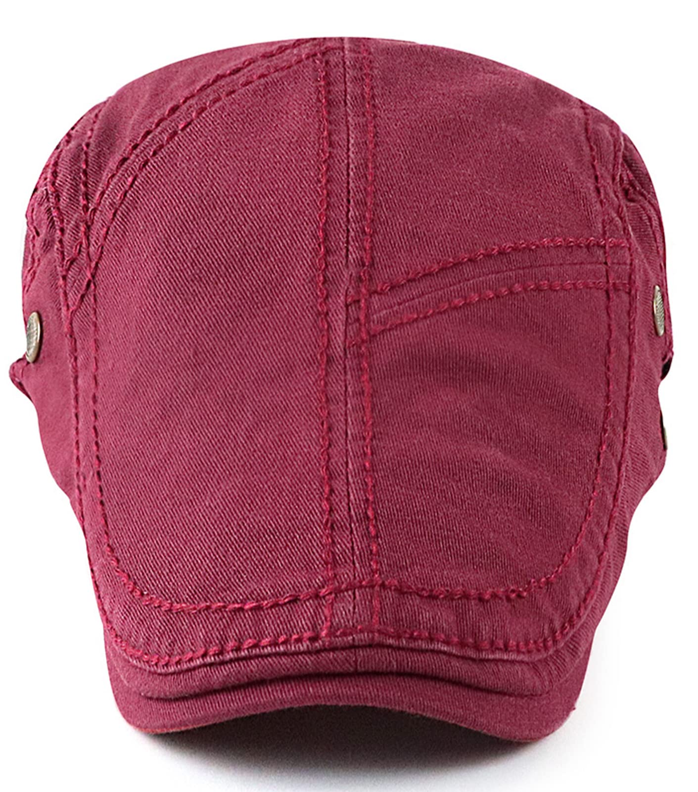 Men’s Lightweight Cotton Newsboy Hap Gatsby Cabbie Cap Classic Ivy Flat Hat Driving Hunting Golf Cap Red Scally Hat