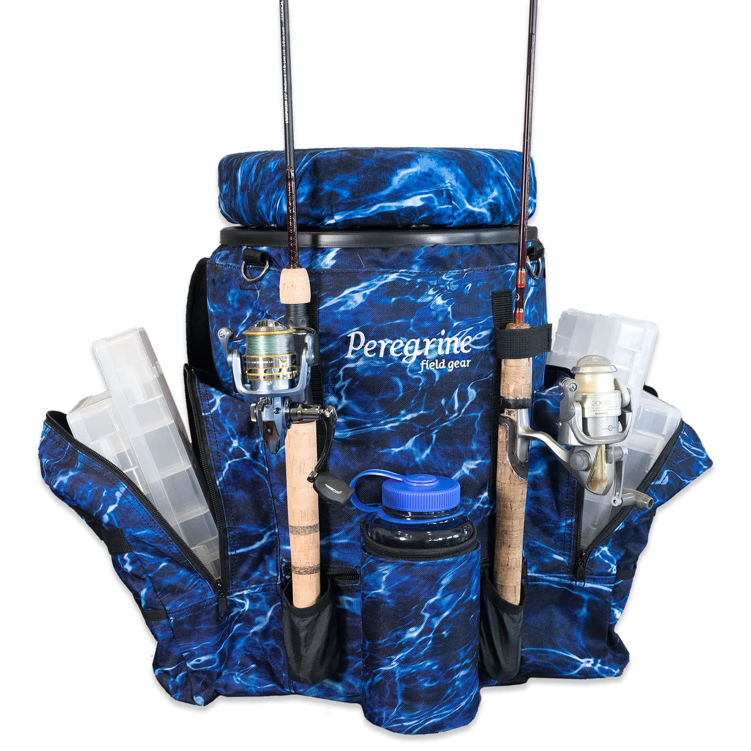 Peregrine Field Gear Insulated Organized Venture Bucket & Backpack for Fishing/Hunting with Tacklebox Holder Marlin Camo - 6 Gallon