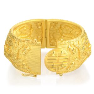 CHOW SANG SANG 999.9 24K Solid Gold Price-by-Weight 31.81g Gold Dragon & Phoenix Bangle for Women and Wedding Occasion 91466K | Size: 7