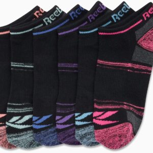 Reebok Women's Low Cut Socks - 6 Pack Soft Cushioned Athletic No Show Socks - Breathable Sports Socks for Women (Size: 4-10), Size 4-10, Stripe Pink/Black