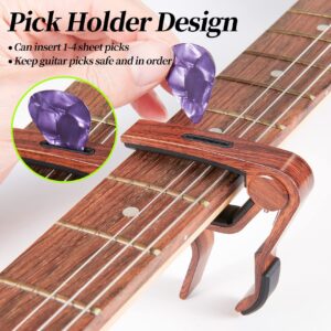 Capo Guitar Capo for Acoustic Electric Guitar Ukulele - 2 Pack Guitar Kapo Clip Clamp with Picks Holder