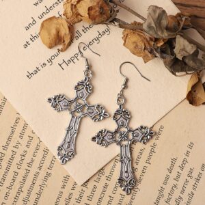 Sacina Gothic Cross Earrings, Zinc Alloy Cross Dangle Earrings, Goth Jewelry Gift for Women