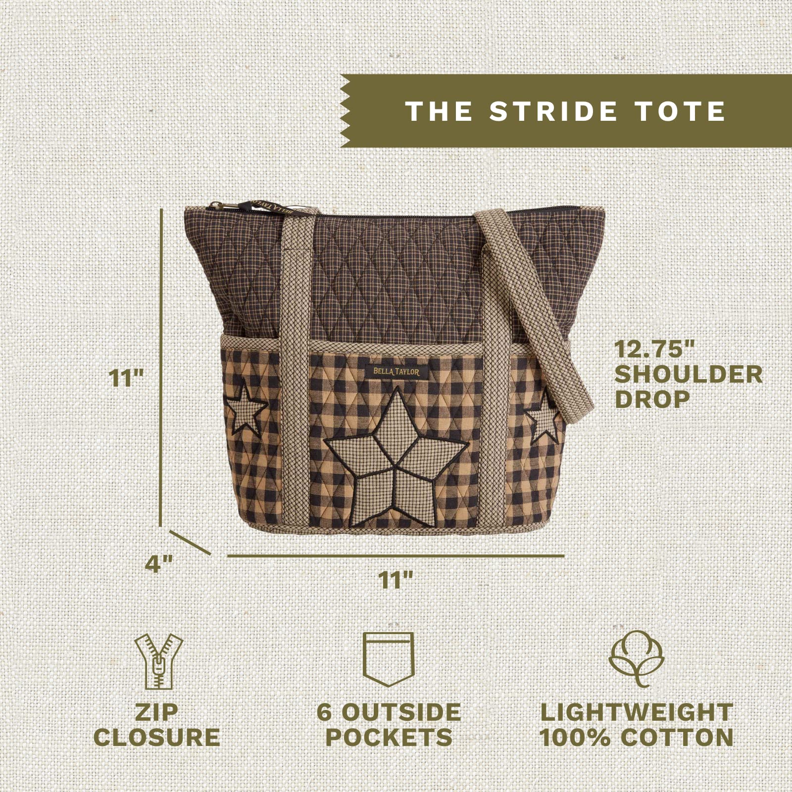 Bella Taylor Stride Tote | Medium Cotton Handbag for Women | Farmhouse Star