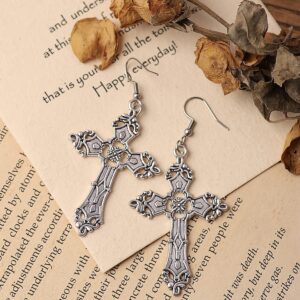 Sacina Gothic Cross Earrings, Zinc Alloy Cross Dangle Earrings, Goth Jewelry Gift for Women