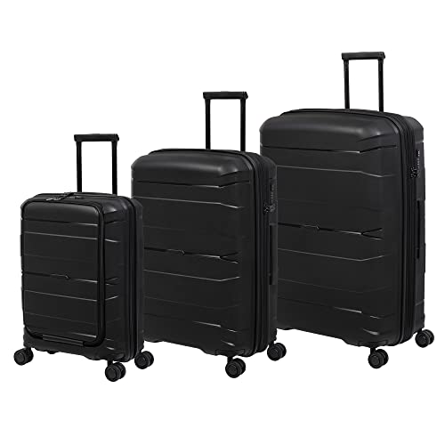 it luggage Momentous 3 Piece Hardside 8 Wheel Expandable Spinner, Black, 3 Pc Set