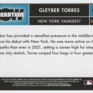 2022 Topps Series 1 Baseball Generation Now #GN-22 Gleyber Torres New York Yankees Official MLB Trading Card