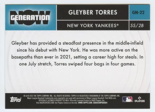 2022 Topps Series 1 Baseball Generation Now #GN-22 Gleyber Torres New York Yankees Official MLB Trading Card