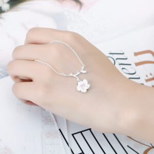 925 Sterling Silver Jewelry Sets Romantic Cherry Blossoms Flower Necklace+Earrings+Ring+Bracelet for Women Gift Pink Set