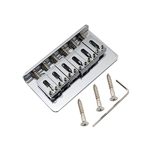 Musiclily Pro 54mm Modern Hardtail Fixed Bridge for Import Strat Tele Style Electric Guitar, Chrome