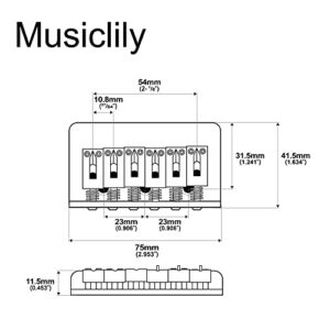 Musiclily Pro 54mm Modern Hardtail Fixed Bridge for Import Strat Tele Style Electric Guitar, Chrome