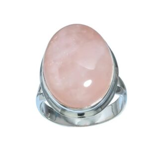 Awmnjtmgpw 925 Sterling Silver Retro Simple Pink Gem Ring Moonstone Opal Ring Ladies Precious Wedding Engagement Birthday Ring Size 6-10 (Size 9)