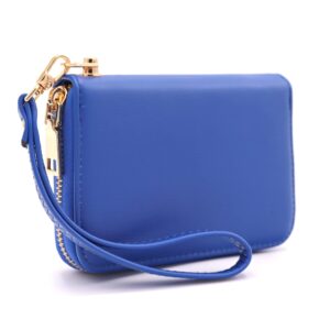 LOVESOME Womens Small Zip Around Wristlet Wallet(Royal Blue)