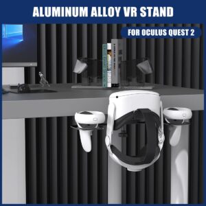 Dollox VR Stand VR Display Holder Under Desk Virtual Reality Headsets Metal Stand Storage Hook Universal Clamp on Desk Hanger Hooks for Oculus Quest 2/Quest/Rift S, HTC Vive Pro, PSVR 2