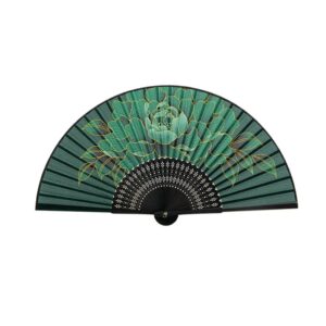 floral folding hand fan for women craft hand fan for festivals chinese vintage bamboo silk fan wedding dancing gift fan (color : dark green)