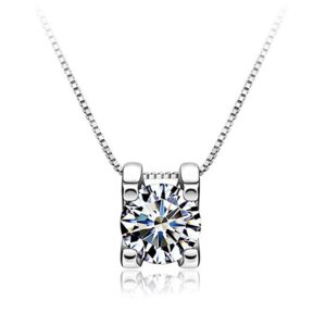 s925 sterling silver aaaaa australia crystal round cut solitaire 0.8 carat (6.0mm) cz dainty box chain choker necklace for women