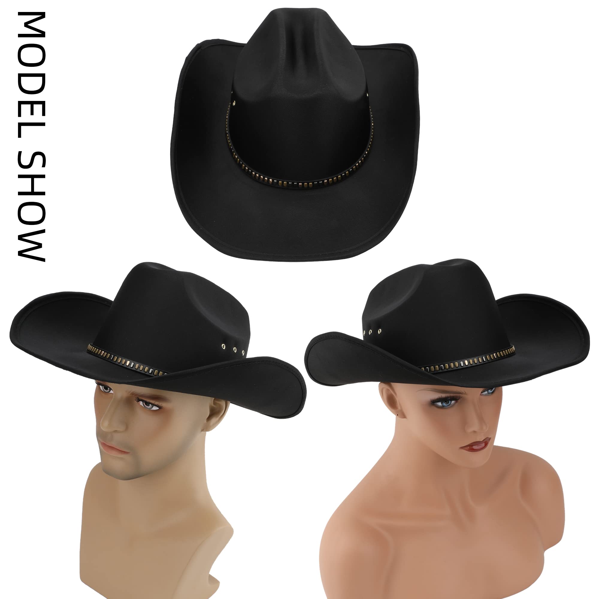 Pro Celia Felt Women Cowgirl Men Western Cowboy Hat (Black Knit)