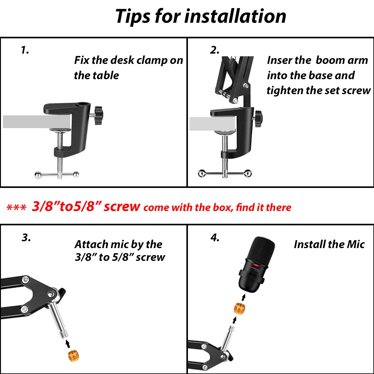 For hyperx solocast microphone boom arm, Mic desk stand Compatible with hyperx solocast, mic boom arm for Gaming, Home and Office Recording.