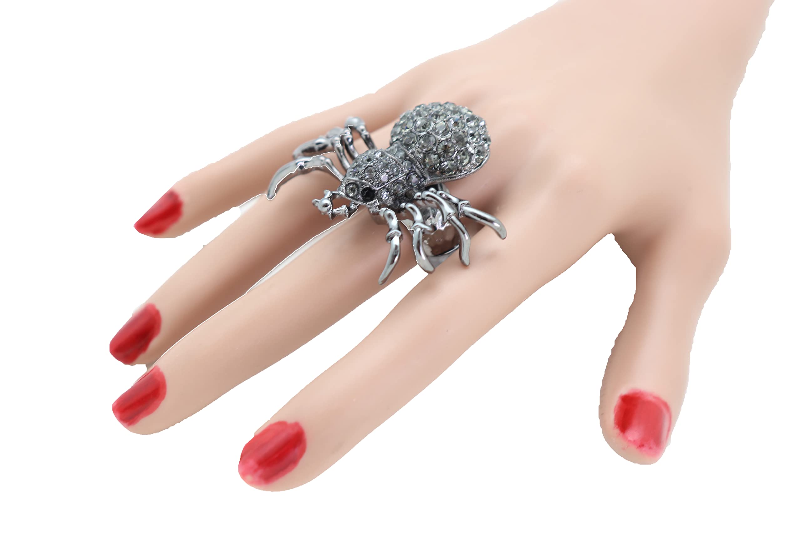 TrendyFashionJewelry Women Fashion Jewelry Spider Ring - Black Metal One Size Elastic Band Insect Scary