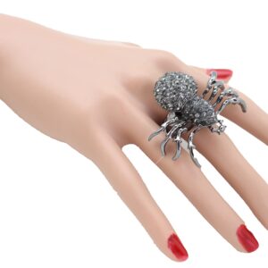 TrendyFashionJewelry Women Fashion Jewelry Spider Ring - Black Metal One Size Elastic Band Insect Scary