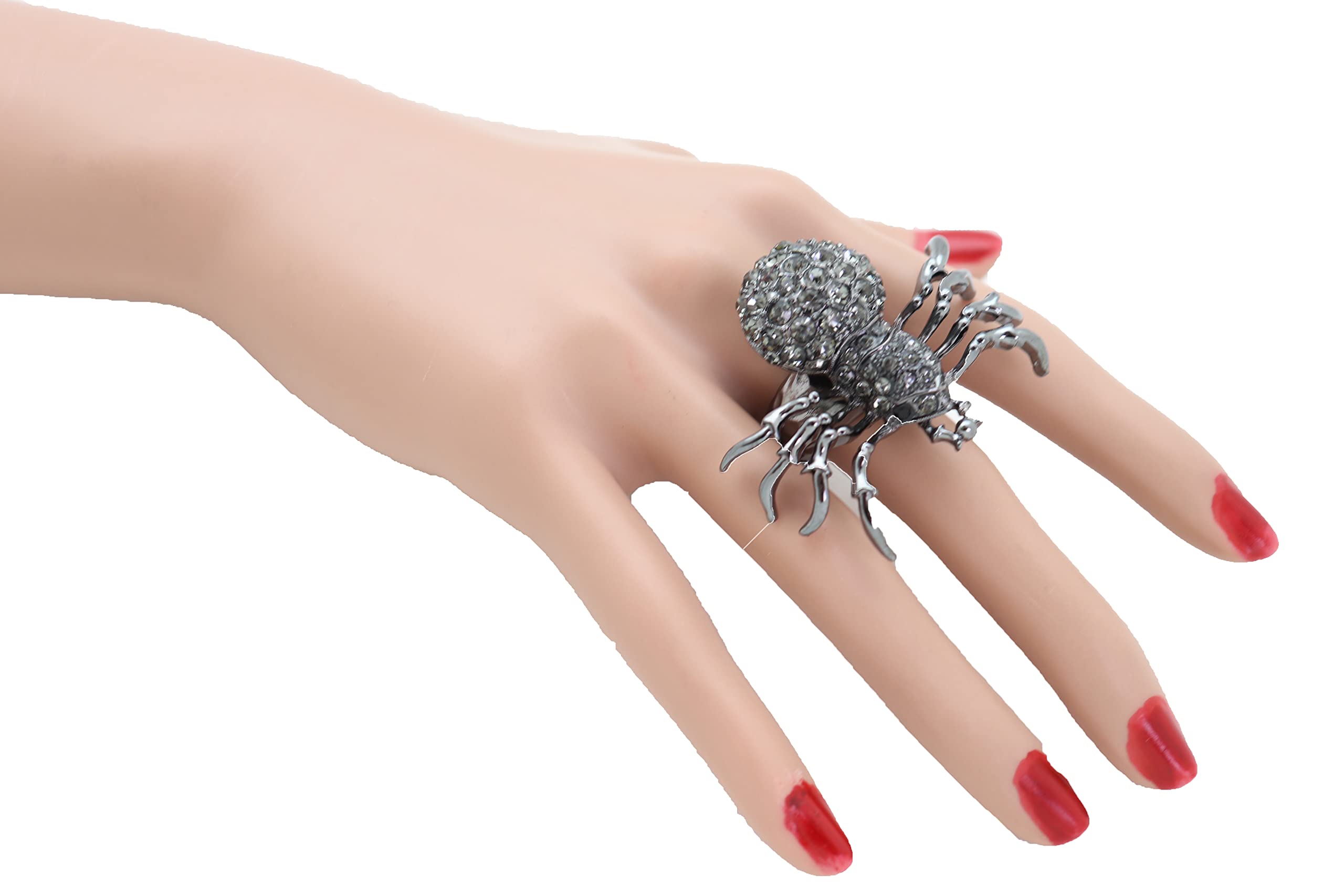 TrendyFashionJewelry Women Fashion Jewelry Spider Ring - Black Metal One Size Elastic Band Insect Scary