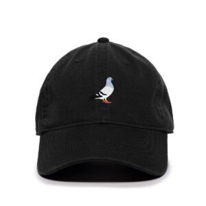 pigeon baseball cap embroidered cotton adjustable dad hat black