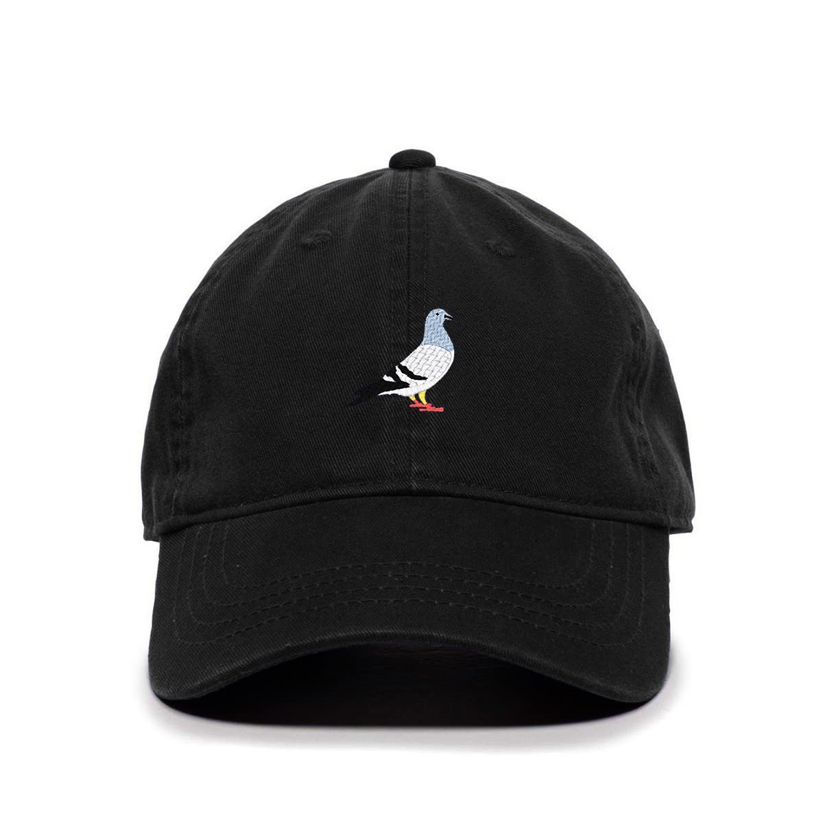 Pigeon Baseball Cap Embroidered Cotton Adjustable Dad Hat Black