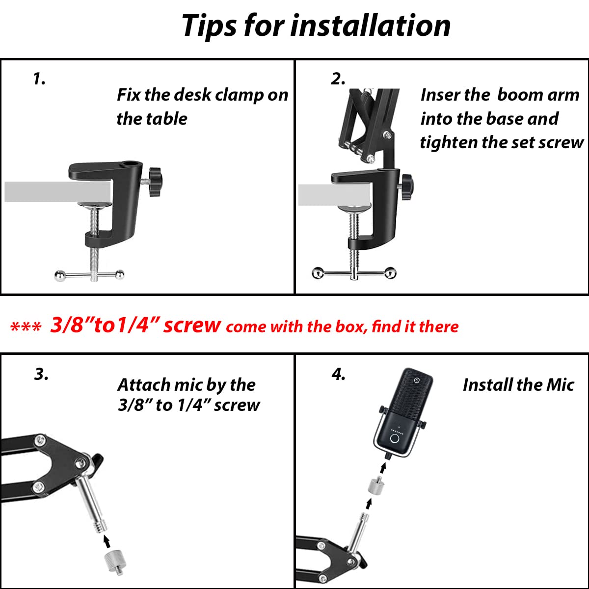 For Elgato wave mic arm, boom arm Compatible with Elgato wave 3 Microphone, desk stand for Elgato wave1 Mic perfect for Podcasts, Gaming, Recording.