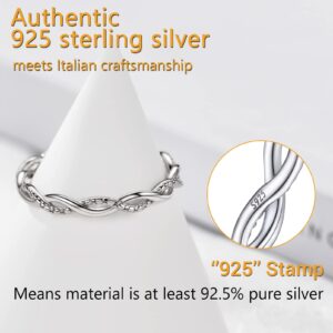 PROSILVER Size 4 Dainty Small Pinky Rings for Women 925 Sterling Silver Twist Rope Ring Trendy Jewelry