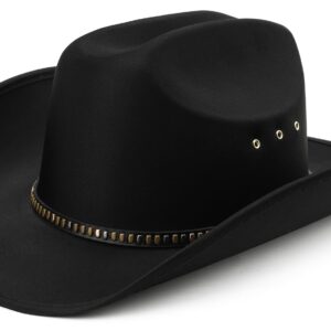 Pro Celia Felt Women Cowgirl Men Western Cowboy Hat (Black Knit)