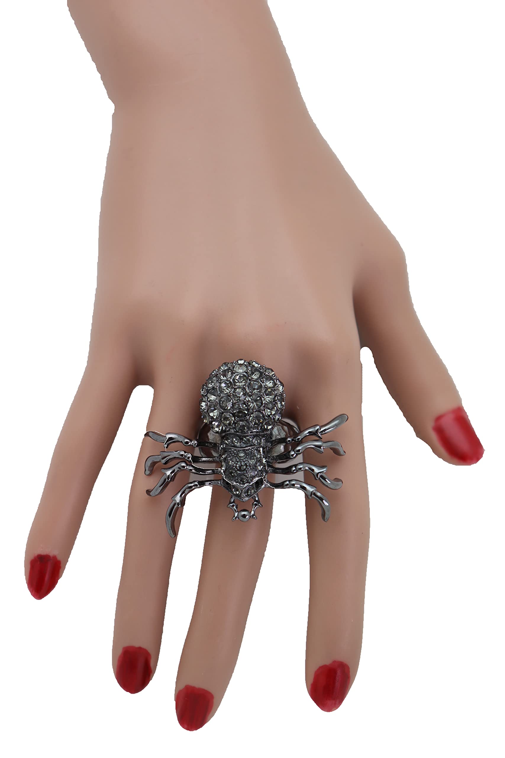 TrendyFashionJewelry Women Fashion Jewelry Spider Ring - Black Metal One Size Elastic Band Insect Scary