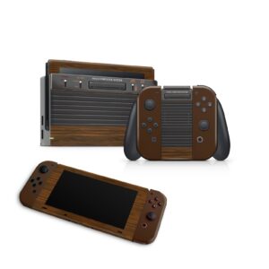 ZOOMHITSKINS OLED Switch Skin, Compatible with Switch OLED Skin Wrap, Retro Game Wood Vintage Console Old Black Brown Generation Best Classic, 3M Vinyl for Durable & Fit, Made in The USA