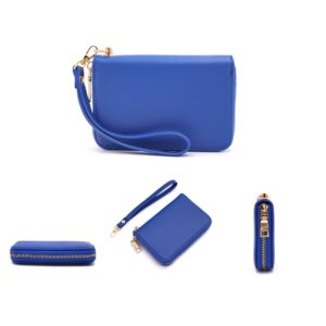 LOVESOME Womens Small Zip Around Wristlet Wallet(Royal Blue)