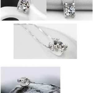 S925 Sterling Silver AAAAA Australia Crystal Round Cut Solitaire 0.8 Carat (6.0mm) CZ Dainty Box Chain Choker Necklace for Women