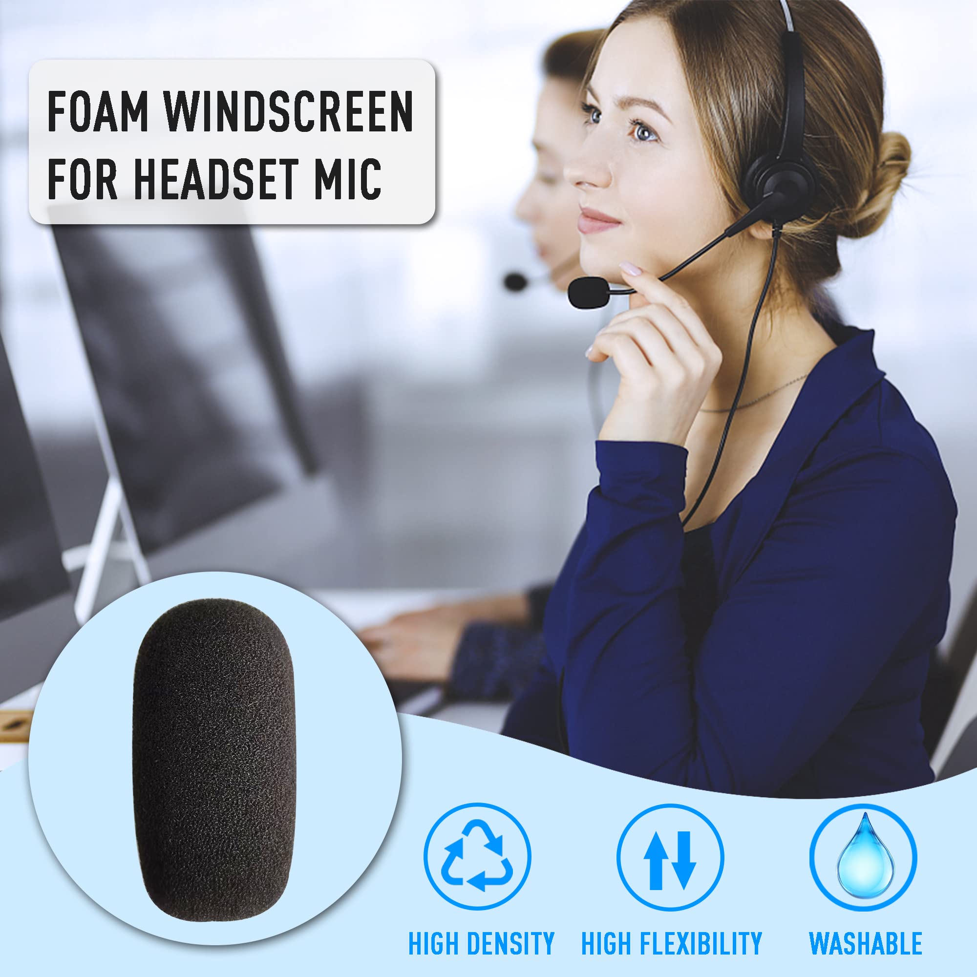 AKSONMN 10 Pack Mini Foam Windscreen for Headset Microphone - High Density Mic Covers for Protection of Lavalier Microphones